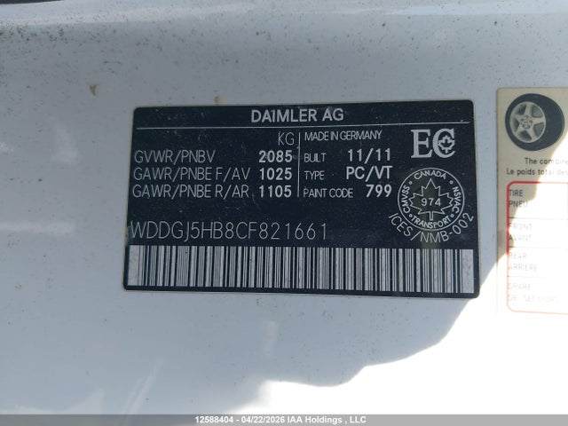 Aukcja sprzedaży 2012 Mercedes-benz C 350, vin: WDDGJ5HB8CF821661, numer aukcji: 12588404