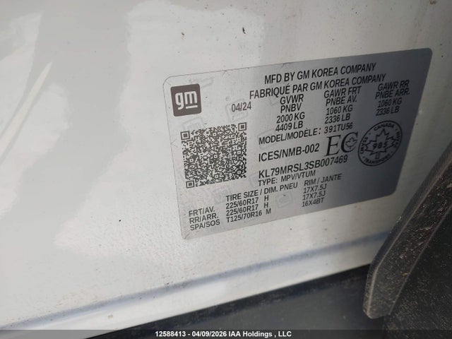 KL79MRSL3SB007469 Chevrolet Trailblazer Lt