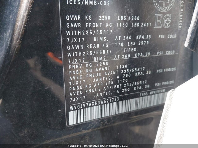 WVGJV7AX6GW521723 Volkswagen Tiguan Comfortline/highline/special Edition