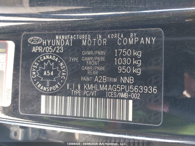 Продажа на аукционе авто 2023 Hyundai Elantra Sel, vin: KMHLM4AG5PU563936, номер лота: 12588420