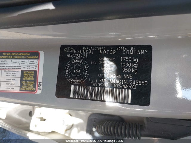 KMHLM4AG1NU245650 Hyundai Elantra Preferred Ivt