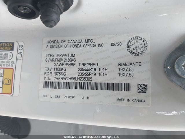2HKRW2H96LH235305 Honda Cr-v Touring