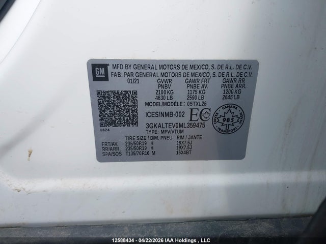 12588434 :رقم المزاد ، 3GKALTEV0ML359475 vin ، 2021 Gmc Terrain Sle مزاد بيع