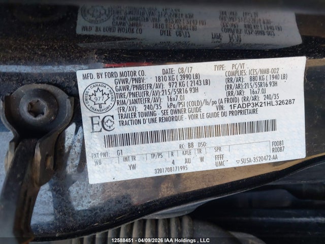 1FADP3K21HL326287 Ford FOCUS SE
