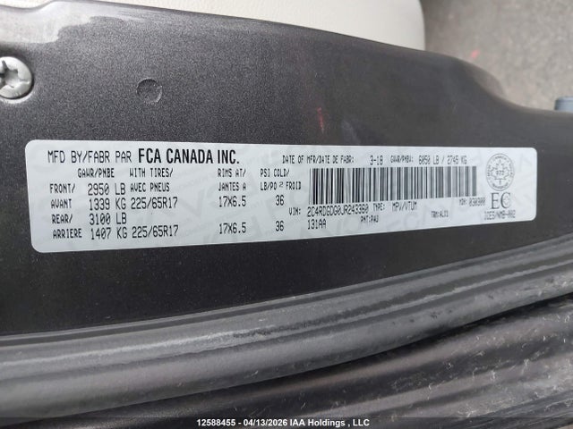 Продаж на аукціоні авто 2018 Dodge Grand Caravan Crew, vin: 2C4RDGDG0JR243360, номер лоту: 12588455