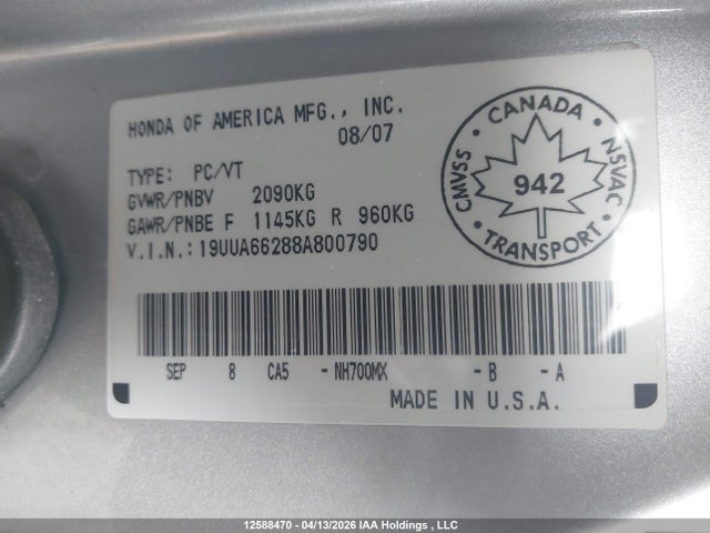 Продаж на аукціоні авто 2008 Acura Tl, vin: 19UUA66288A800790, номер лоту: 12588470