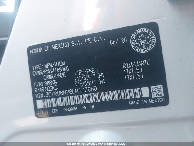 3CZRU6H28LM107880 Honda HR-V SPORT