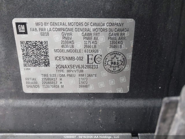 2GNAXSEV6J6280233 Chevrolet Equinox