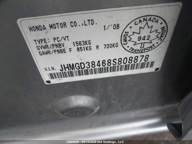 Aukcja sprzedaży 2008 Honda Fit Dx/lx, vin: JHMGD38468S808878, numer aukcji: 12588528