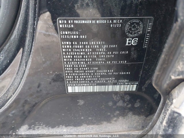 12549419 :رقم المزاد ، 3VV4B7AX9PM057127 vin ، 2023 Volkswagen Tiguan Highline R-line مزاد بيع