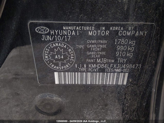 KMHD84LFXJU498473 Hyundai Elantra Sel/value/limited