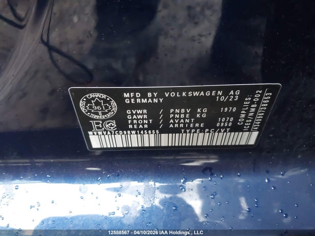 12588567 :رقم المزاد ، WVWVA7CD9RW145655 vin ، 2024 Volkswagen Gti Autobahn مزاد بيع