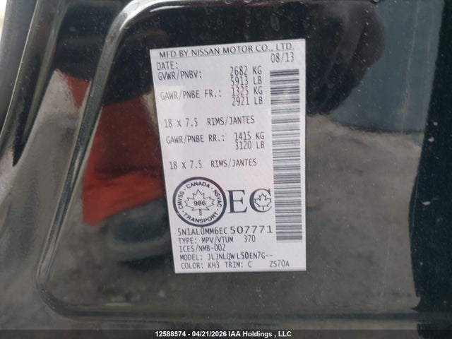 5N1AL0MM6EC507771 Infiniti QX60