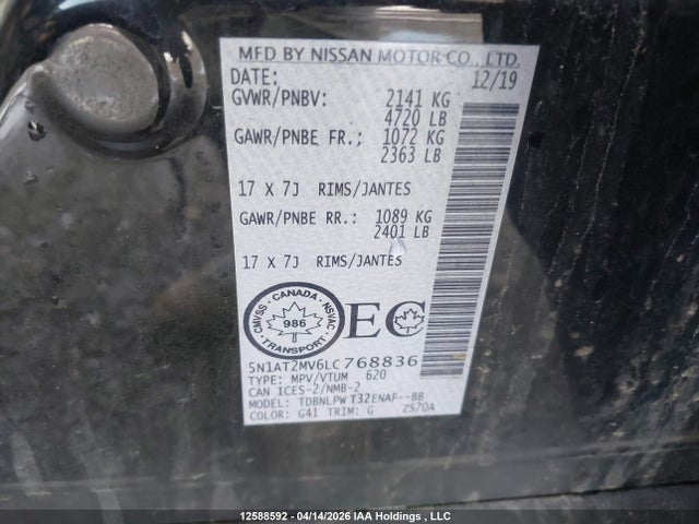 5N1AT2MV6LC768836 Nissan Rogue S/sl/sv