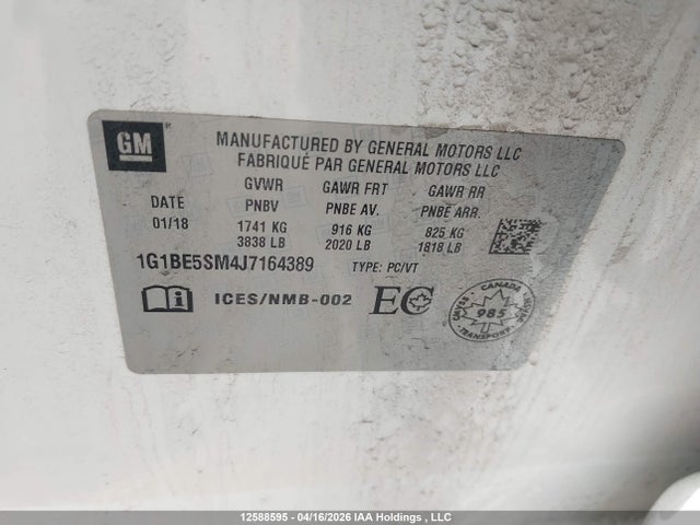 1G1BE5SM4J7164389 Chevrolet Cruze Lt Auto