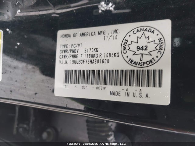 19UUB3F75HA801600 Acura Tlx Elite