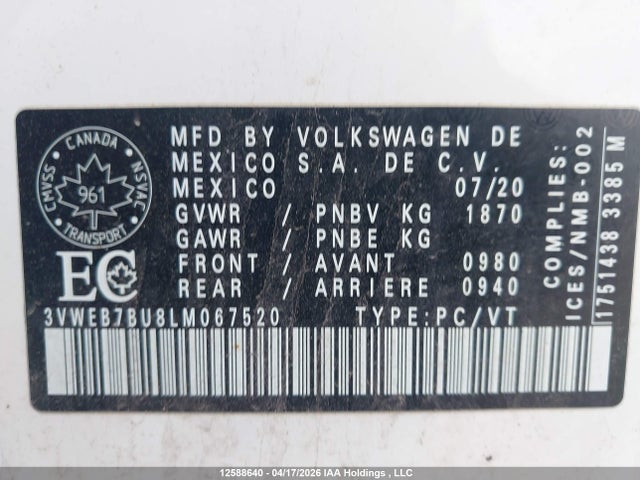 Volkswagen Jetta Highline 2020 3VWEB7BU8LM067520 Image 9