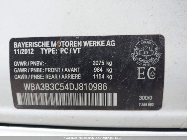Aukcja sprzedaży 2013 Bmw 328 Xi, vin: WBA3B3C54DJ810986, numer aukcji: 12588662