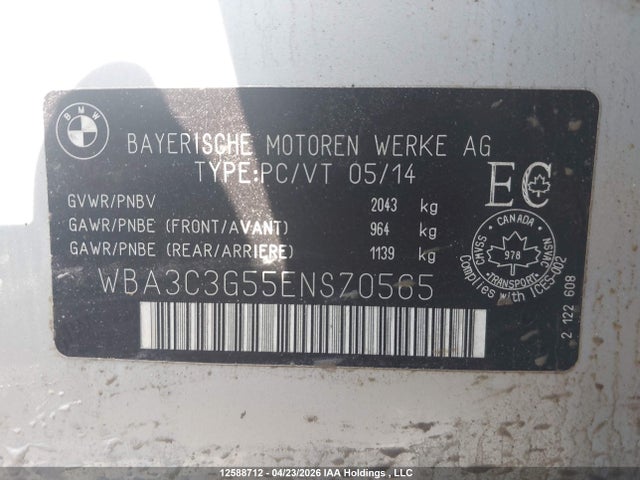 Продаж на аукціоні авто 2014 Bmw 320i Xdrive, vin: WBA3C3G55ENS70565, номер лоту: 12588712