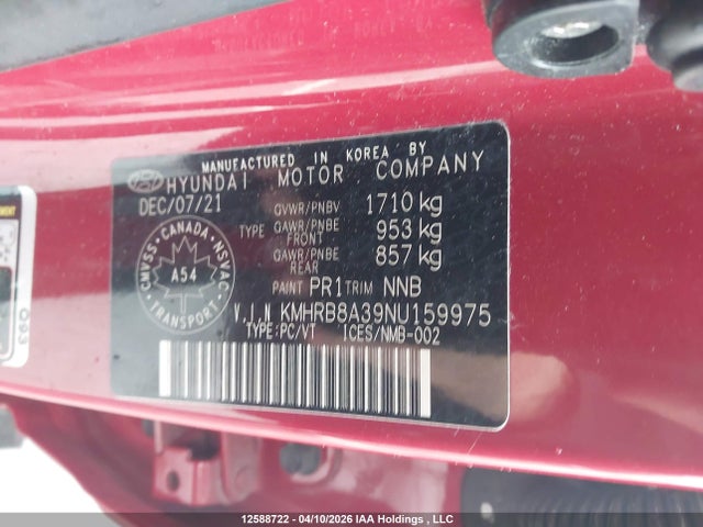 Продаж на аукціоні авто 2022 Hyundai Venue Essential Auto Ivt With Two-tone Body Colour, vin: KMHRB8A39NU159975, номер лоту: 12588722