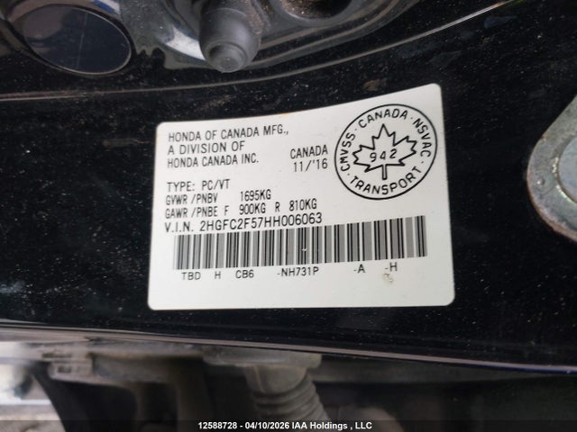 Aukcja sprzedaży 2017 Honda Civic Lx, vin: 2HGFC2F57HH006063, numer aukcji: 12588728