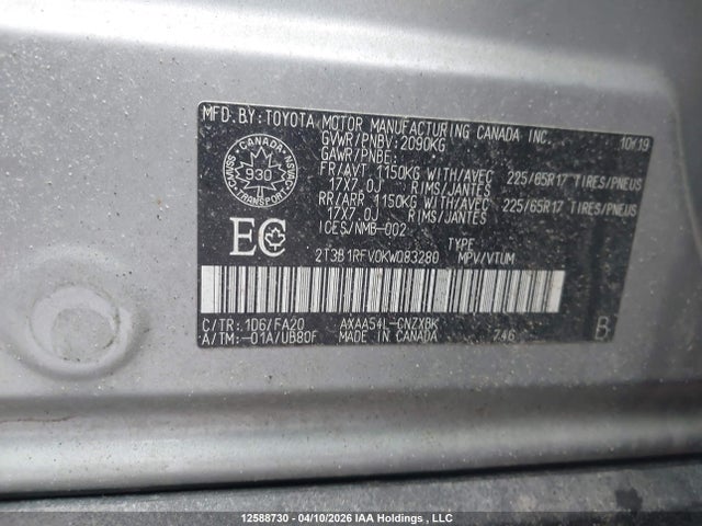 Toyota RAV4 2019 2T3B1RFV0KW083280 Image 9