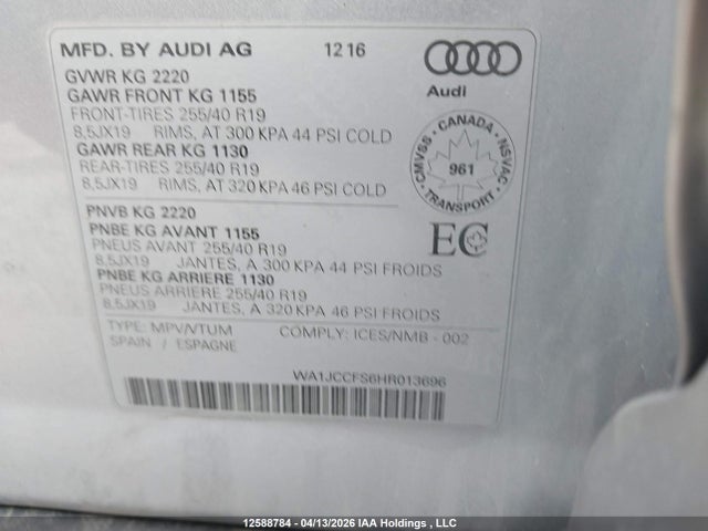 WA1JCCFS6HR013696 Audi Q3 2.0t Progressiv