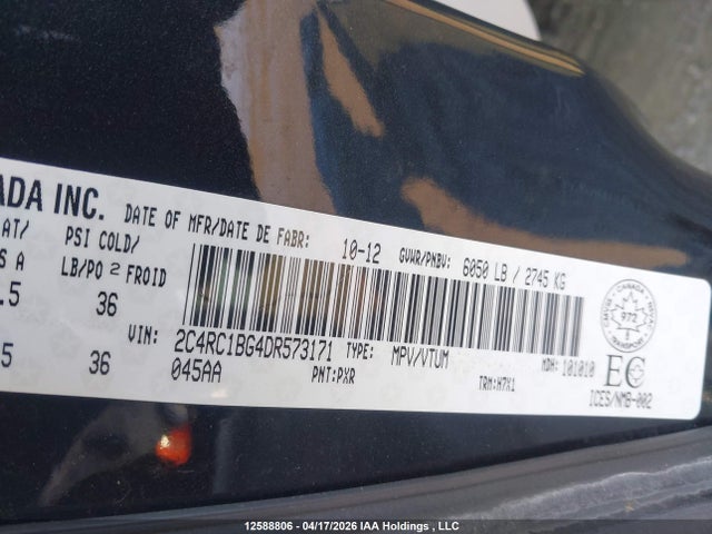 Auction sale of the 2013 Chrysler Town & Country Touring, vin: 2C4RC1BG4DR573171, lot number: 12588806