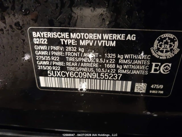 5UXCY6C09N9L55237 BMW X6 Xdrive40i