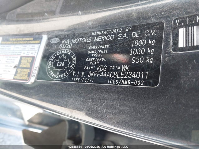 2020 Kia Forte Gt მანქანა იყიდება აუქციონზე, vin: 3KPF44AC8LE234011, აუქციონის ნომერი: 12588854