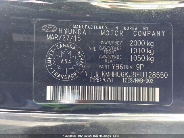 KMHHU6KJ8FU128550 Hyundai Genesis 3.8 Gt