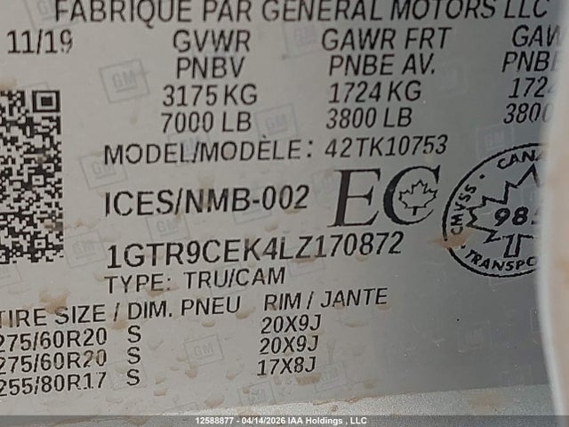 1GTR9CEK4LZ170872 GMC Sierra 1500 Elevation