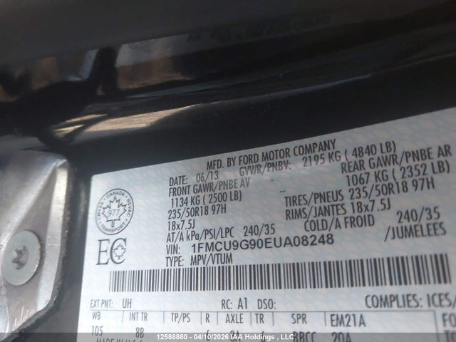 1FMCU9G90EUA08248 Ford ESCAPE SE