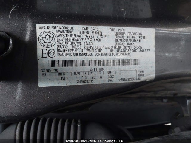 Продажа на аукционе авто 2013 Ford Focus Se, vin: 1FADP3F28DL346377, номер лота: 12588885