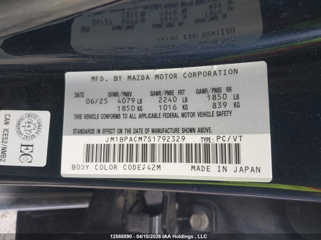 JM1BPACM7S1792329 Mazda 3 Preferred