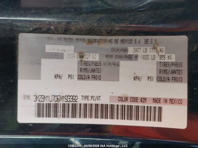 3MZBM1U70FM193392 Mazda Mazda3 Gx