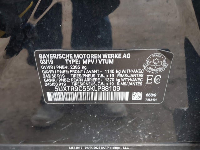 5UXTR9C55KLP88109 BMW X3 Xdrive30i