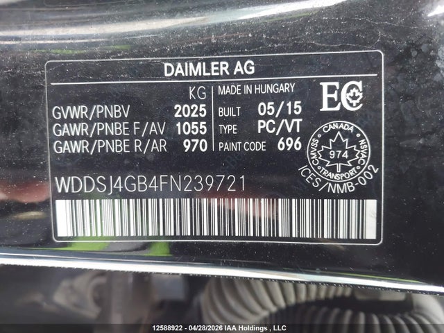 WDDSJ4GB4FN239721 Mercedes-Benz CLA 250 4MATIC