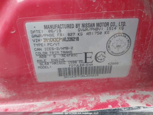 3N1CK3CP1KL226218 Nissan Micra