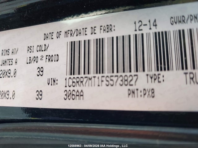 1C6RR7MT1FS573827 RAM 1500 Sport