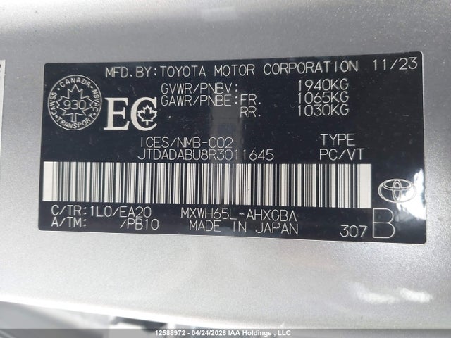 JTDADABU8R3011645 Toyota Prius