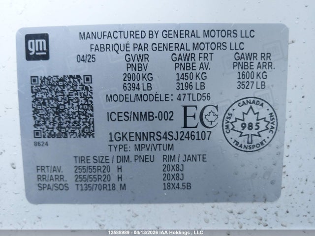 Продажа на аукционе авто 2025 Gmc Acadia Elevation, vin: 1GKENNRS4SJ246107, номер лота: 12588989