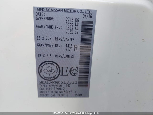 5N1AL0MM9GC513521 Infiniti QX60
