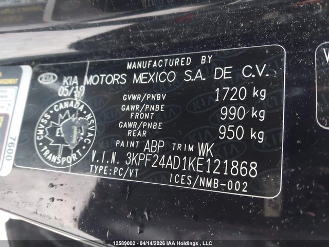Продаж на аукціоні авто 2019 Kia Forte Lx, vin: 3KPF24AD1KE121868, номер лоту: 12589002