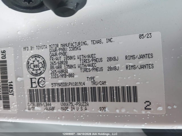 5TFMA5DB1PX101914 Toyota Tundra Crewmax Platinum/crewmax 1794