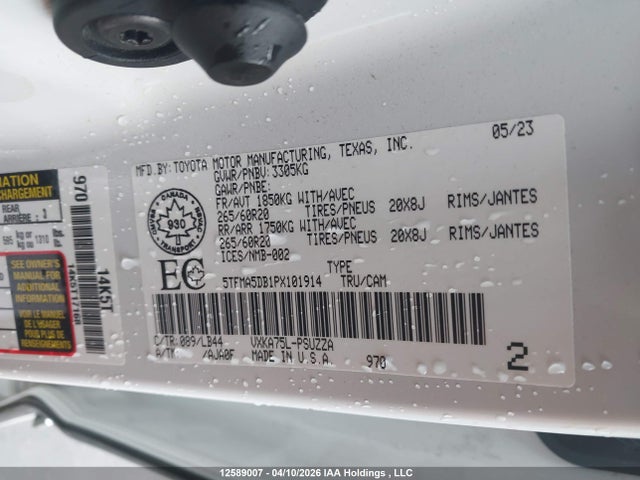 5TFMA5DB1PX101914 Toyota Tundra Crewmax Platinum/crewmax 1794