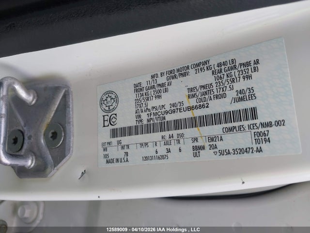 1FMCU9G97EUB66862 Ford ESCAPE SE