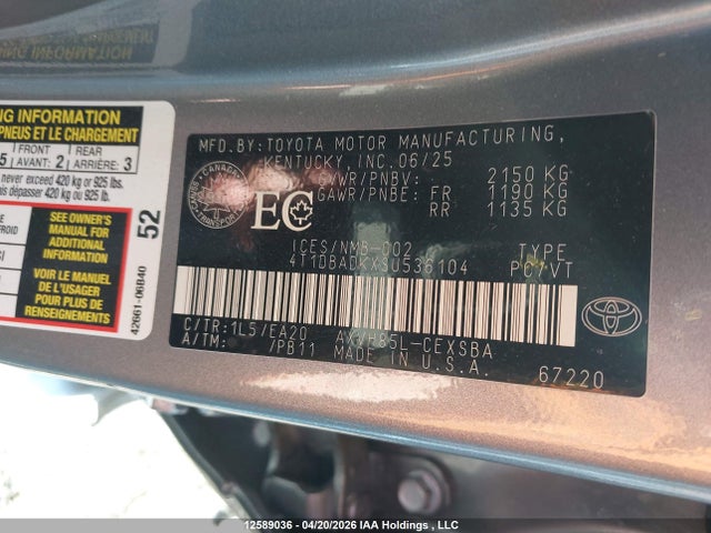 Aukcja sprzedaży 2025 Toyota Camry Se Upgrade, vin: 4T1DBADKXSU536104, numer aukcji: 12589036