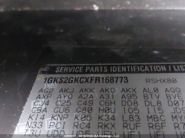 1GKS2GKCXFR168773 GMC Yukon Xl 1500 Sle