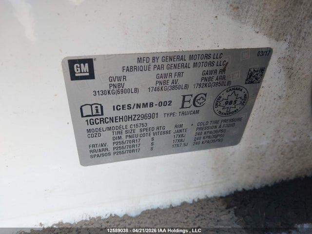 1GCRCNEH0HZ296901 Chevrolet Silverado 1500 Wt